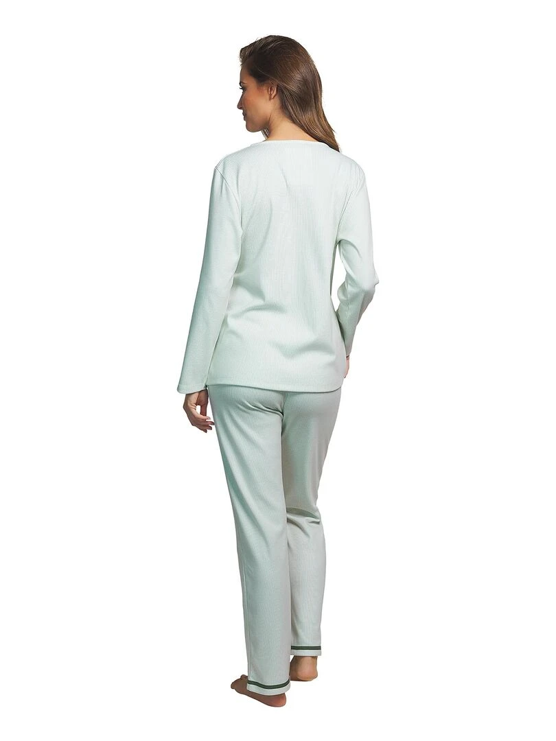 Pyjama pantalon haut cache coeur manches longues Rayas Vert