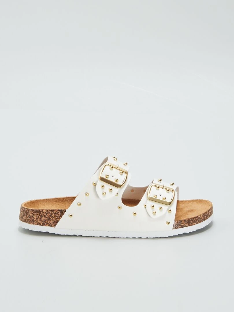 Mules avec brides cloutées blanc