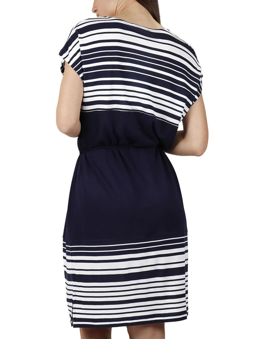 Robe estivale manches courtes Rayas Dots Bleu marine