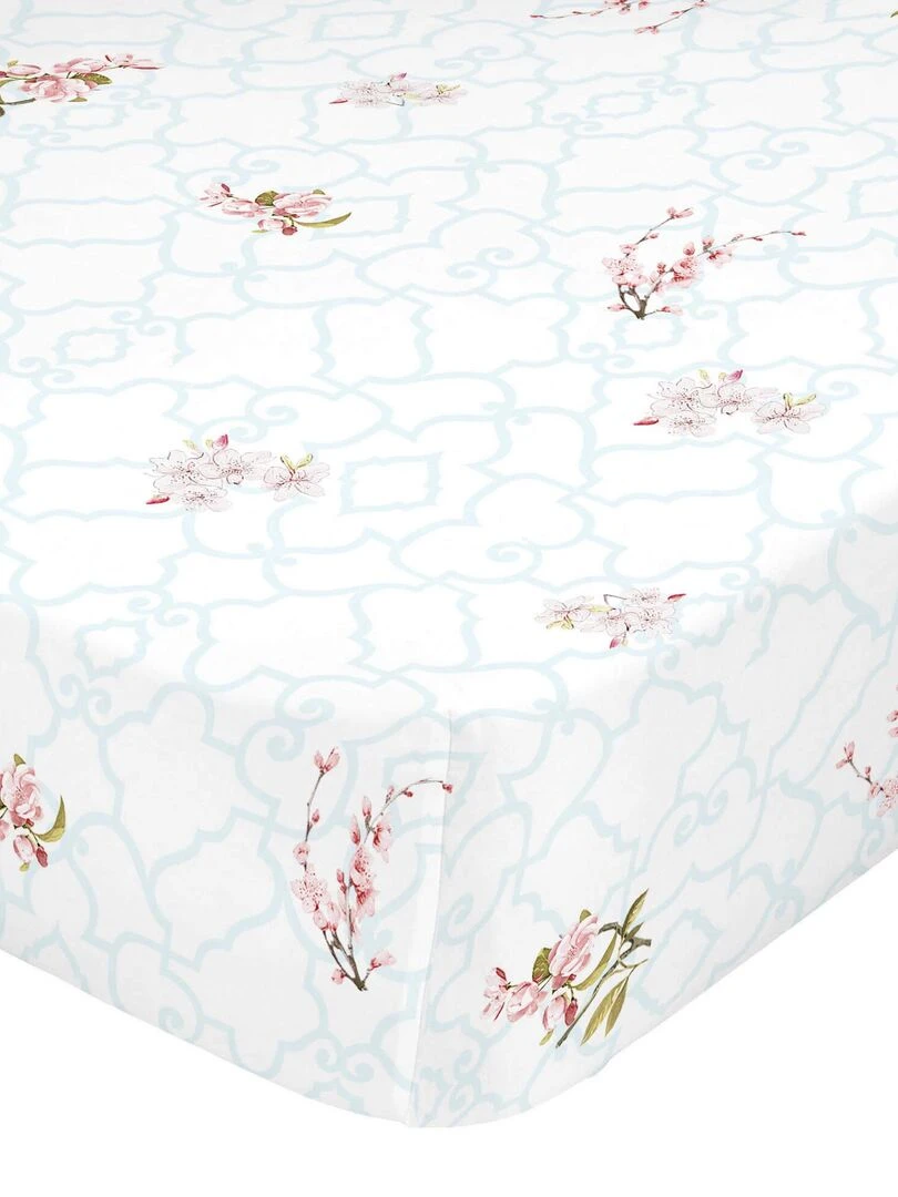 Drap housse Sakura "Happyfriday" Blanc