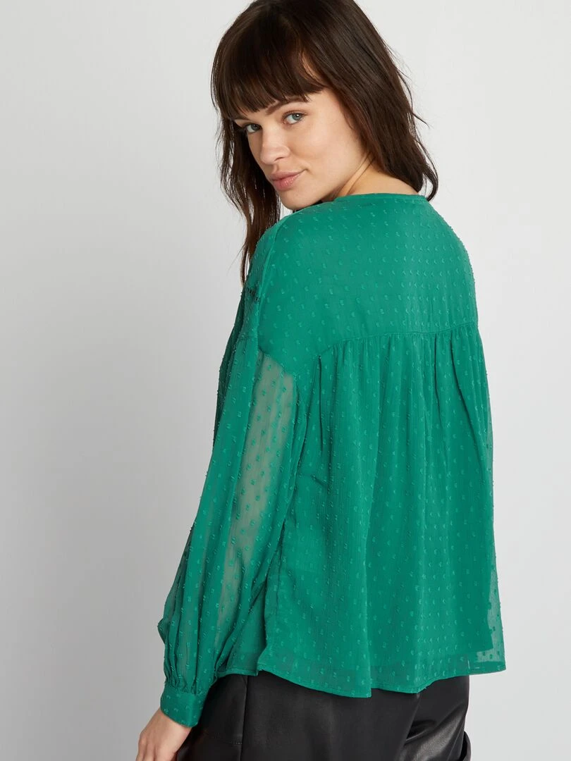 Blouse en voile avec plumetis   Vert