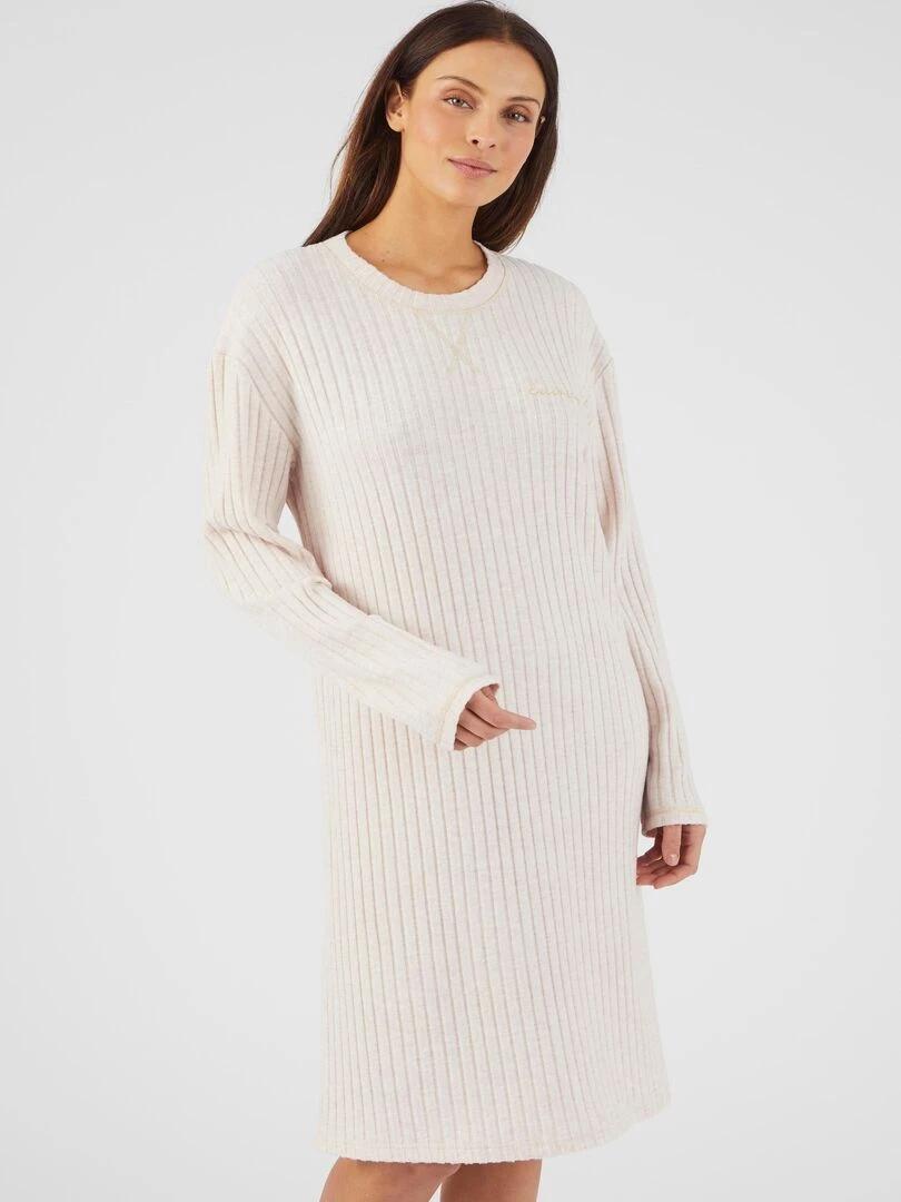 Robe détente en maille côtelée Thermolactyl Damart Marron