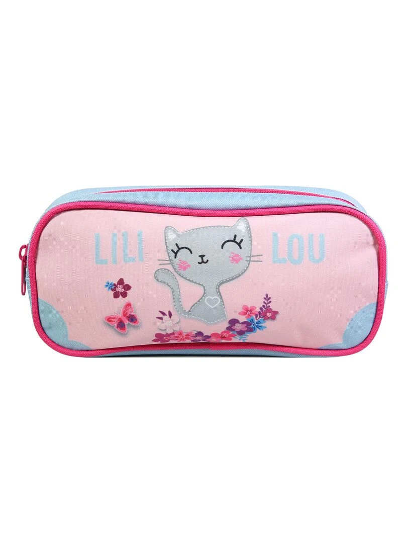 BAGTROTTER Trousse scolaire rectangulaire Lili Lou Rose Rose