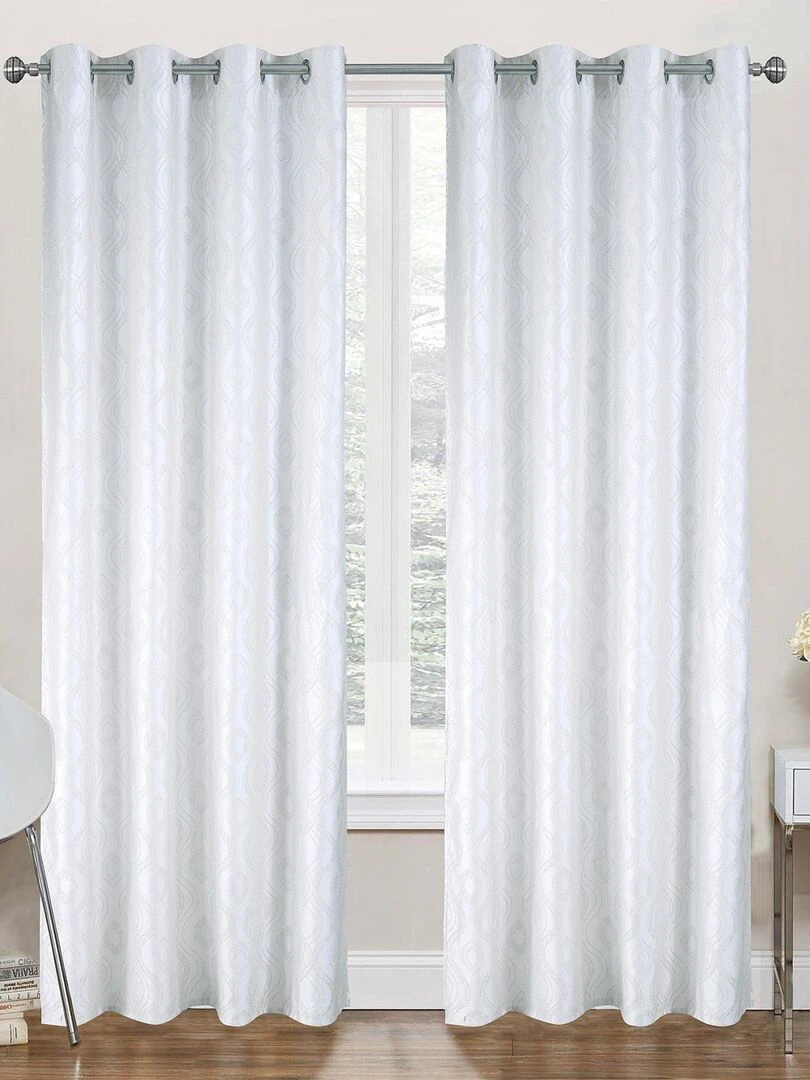 Paire de rideaux obscurcissant à motifs Blanc