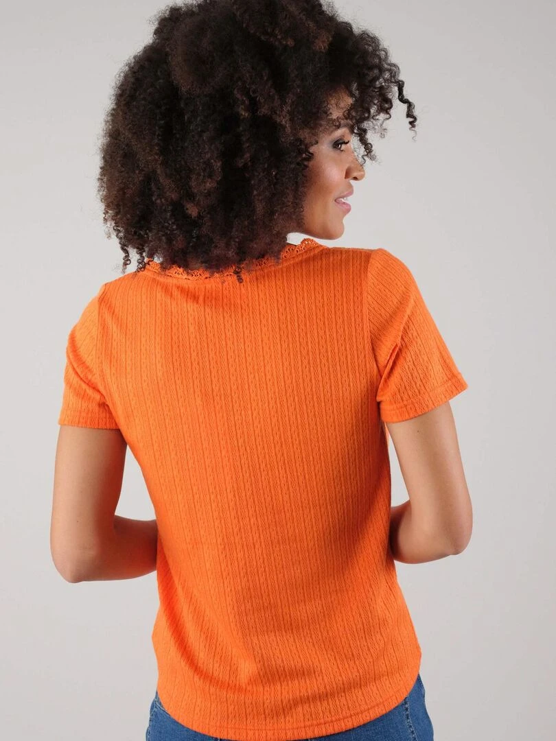 T shirt pour femme en maille jacquard 'Deeluxe'   Orange