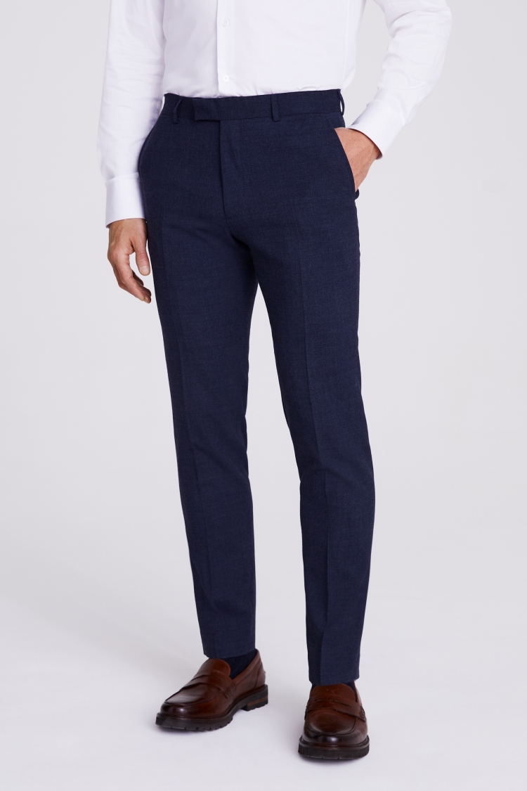 Tailored Fit Blue Flannel Trousers Buy Online at Moss