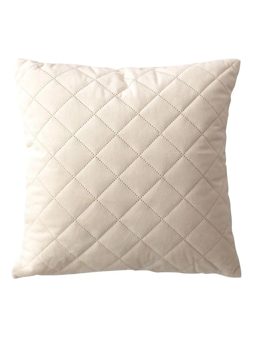 Coussin en velours et piqûres losanges Ecru