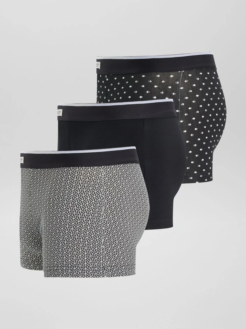 Lot 3 boxers stretch   Blanc/noir