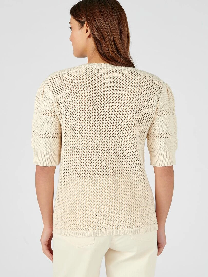 Pull maille effet crochet   Damart   Beige clair