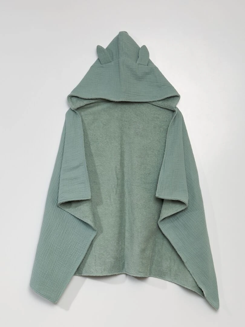 Cape de bain en double gaze de coton Vert