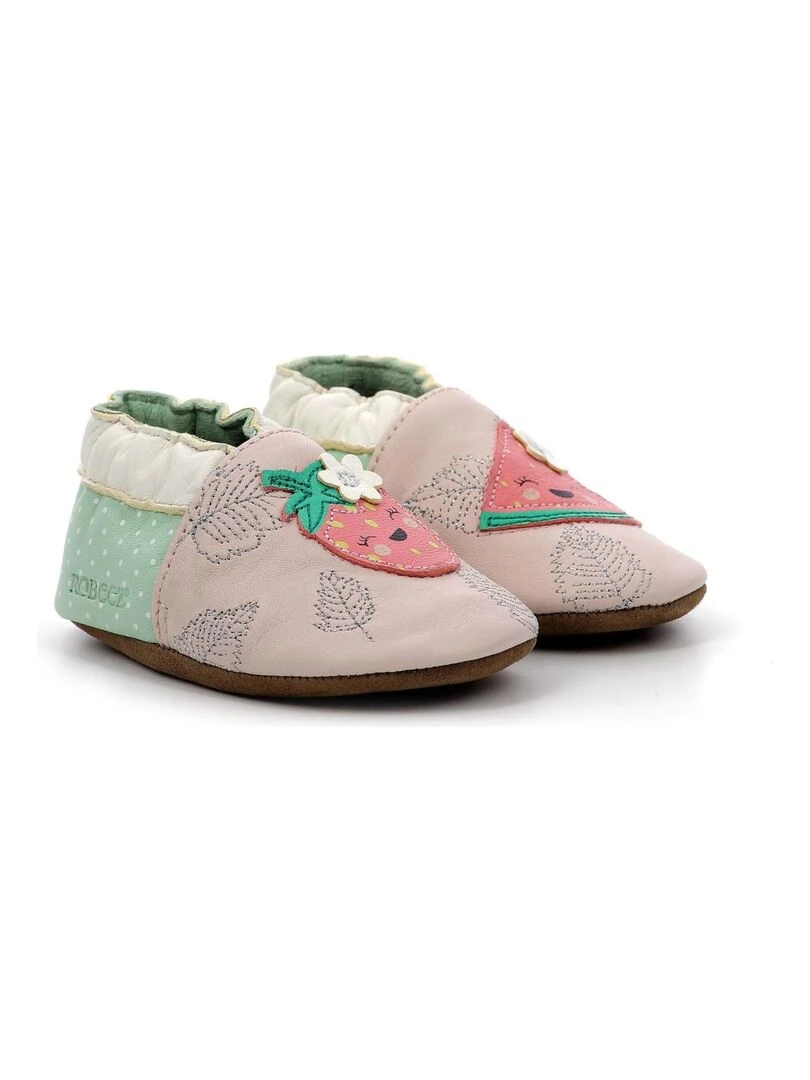 Chaussons Cuir Fruit's Party Rose
