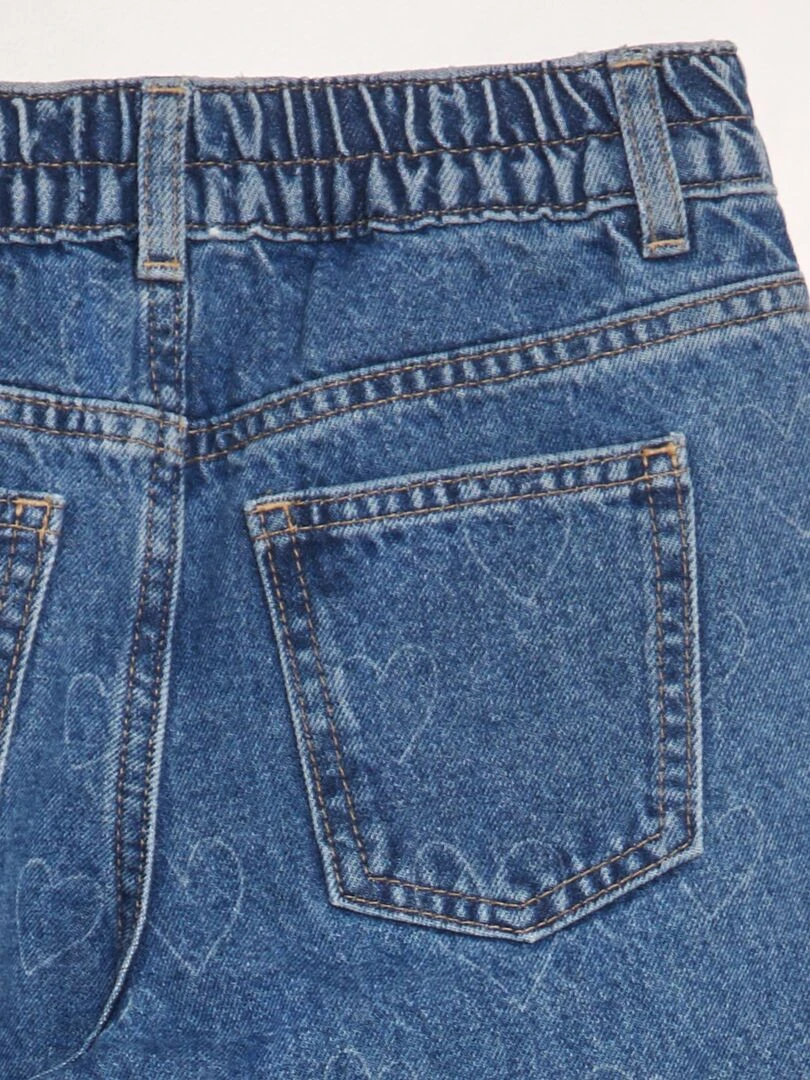 Pantalon en jean wide leg   Bleu coeurs