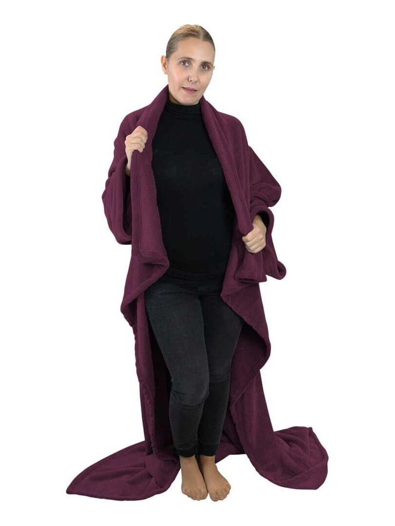 Couverture polaire plaid intégral avec manches et poche   Adulte   Vivezen   Violet