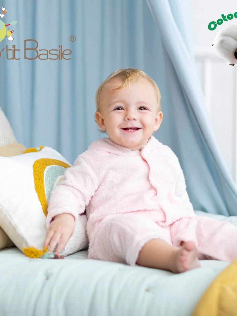 Drap dousse lit bébé 60x120 cm   100% coton Bio   'P'tit Basile'   Gris foncé