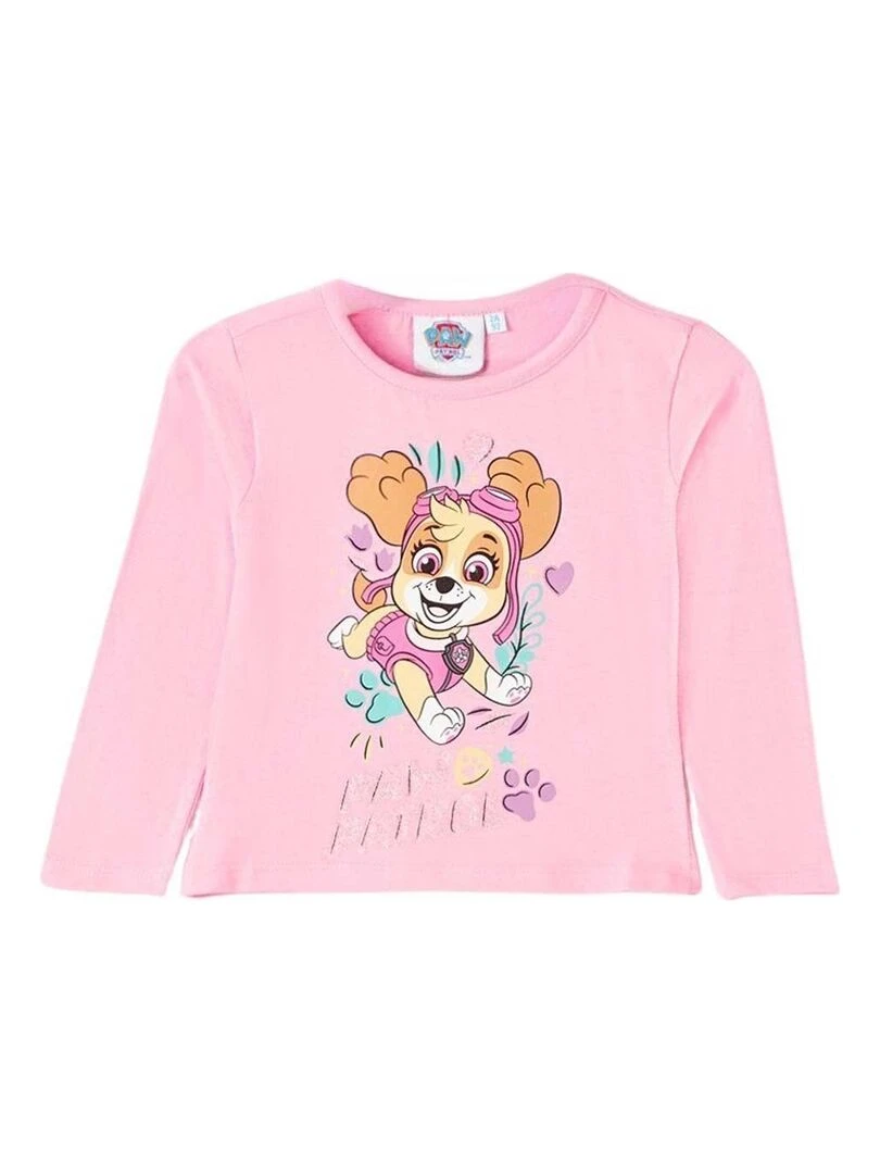 La Pat' Patrouille T shirt fille imprimé La Pat' Patrouille en coton Rose