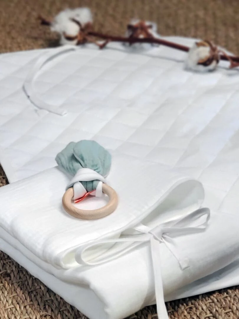 Tapis à Langer Nomade Lubiana en Coton Bio Blanc Blanc