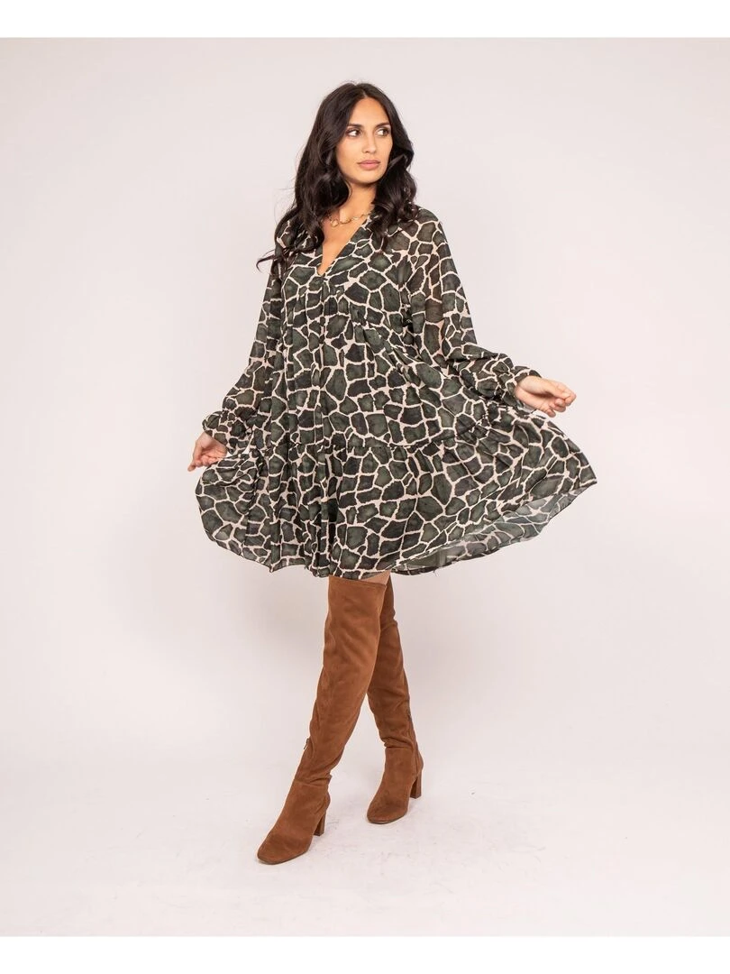 Robe courte motifs IFER   Kaki