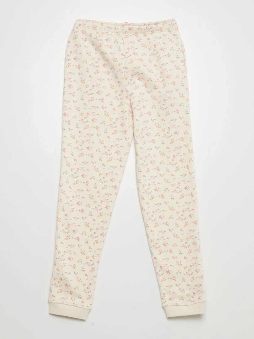 Jogging en molleton imprimé Beige fleuri