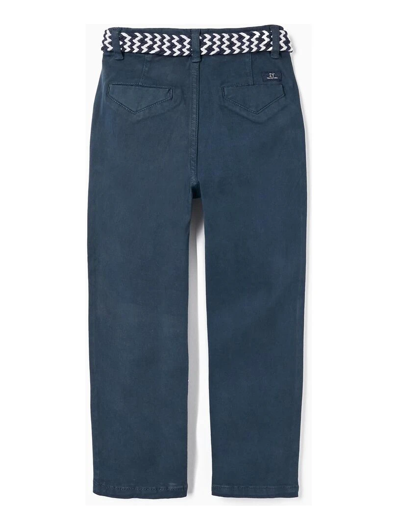 Pantalon en sergé avec ceinture pour garçon 'Slim Fit' ATLANTIC COMPANY Bleu foncé