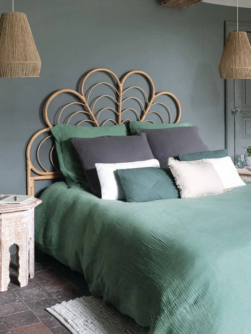 Parure de lit en double gaze de coton Vert