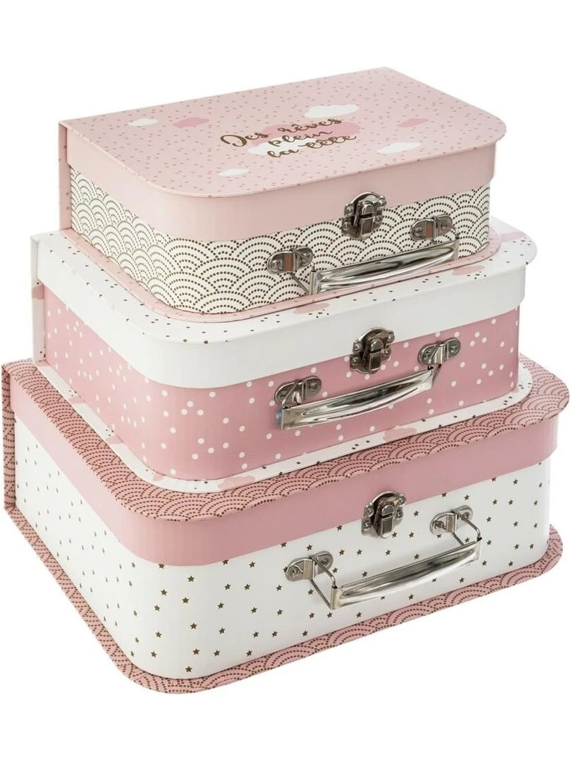 Ensemble de 3 valisettes douceur Rose