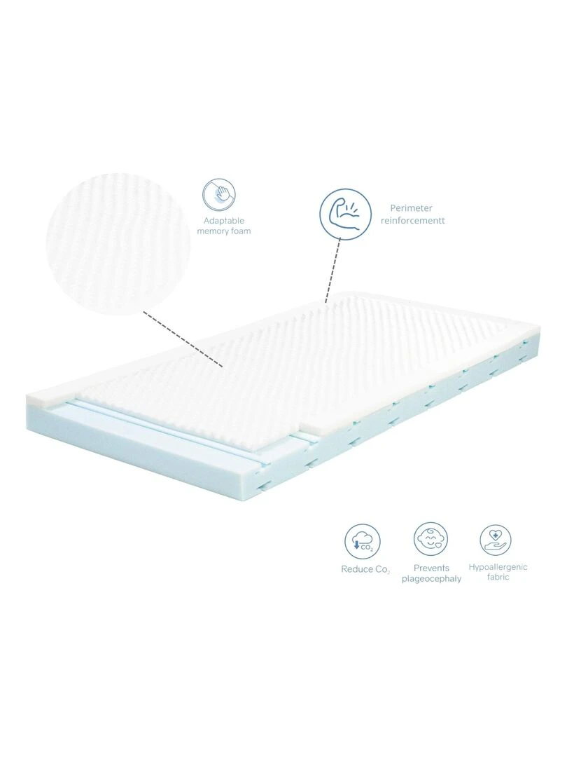 Pack matelas DUO BABY  épaisseur 11 cm + plan incliné 15º + protège matelas   Blanc Rouge