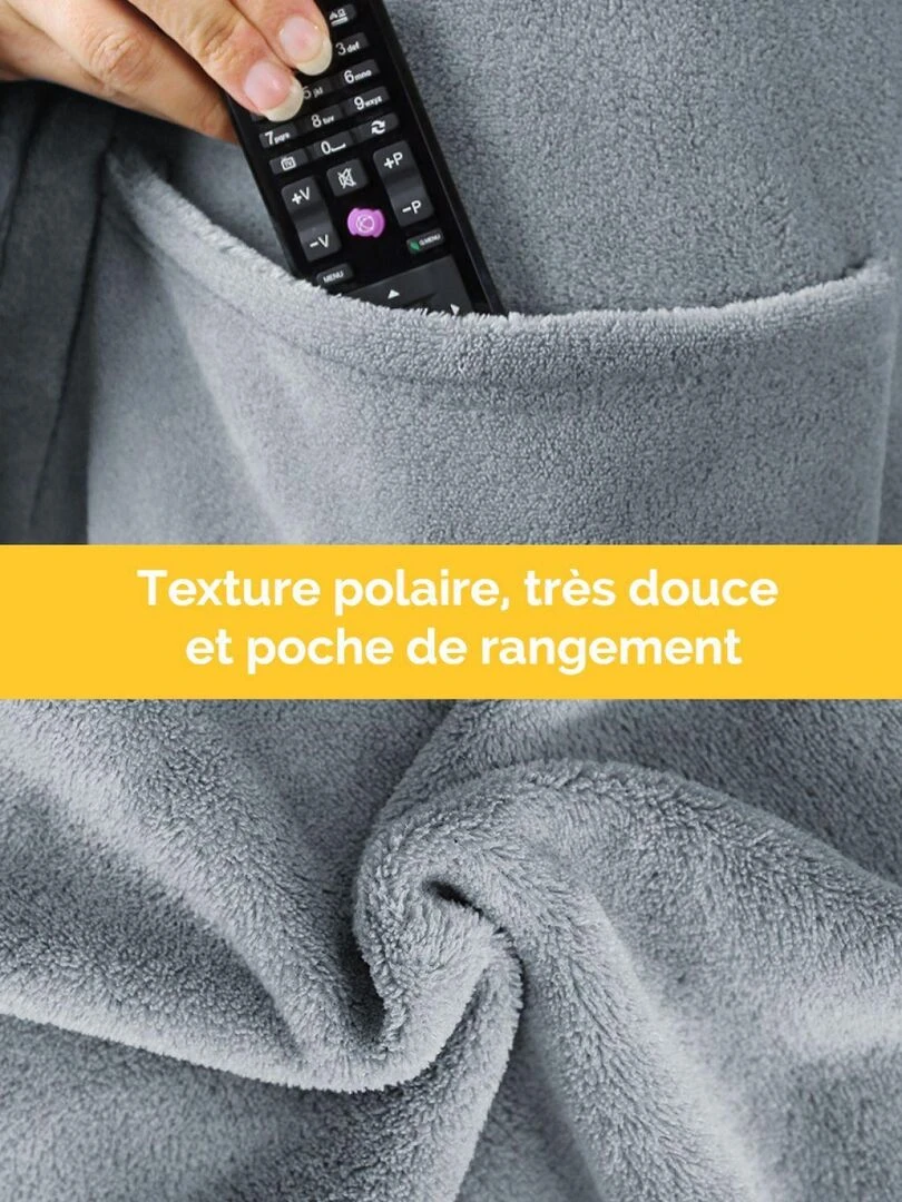 Couverture polaire plaid intégral avec manches et poche   Enfant   Vivezen   Gris