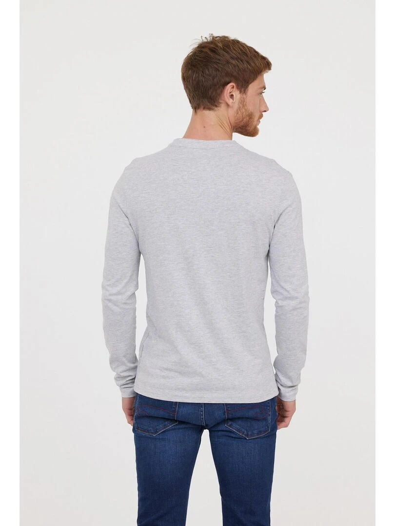 Lee Cooper   T Shirt manches longues coton regular ASILO   Gris chiné