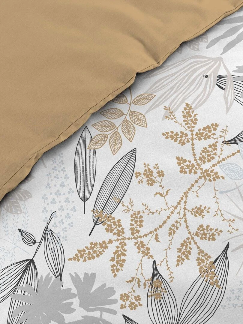 Housse couette + taies 220 x 240 cm Foliane fleurs   Blanc