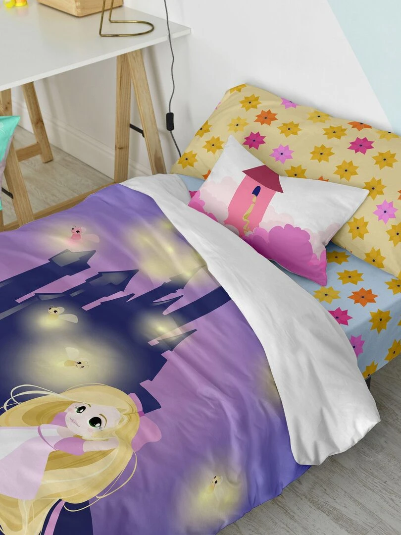 Parure housse de couette 2 pièces Long braid "Happyfriday"   Jaune