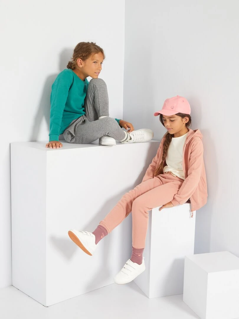 Jogging molletonnée à taille élastiquée Vieux rose