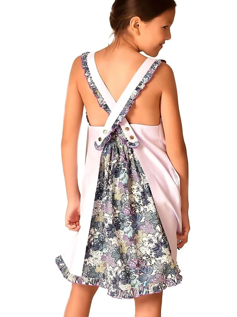 Robe Cérémonie Lilas Fleurie Bleu Fille ANAIS La Faute à Voltaire Mauve