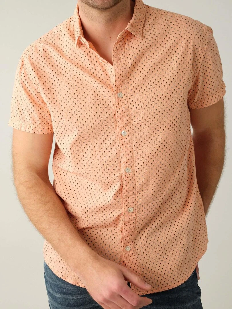 Chemise homme à motifs palmiers 'Deeluxe'   Saumon