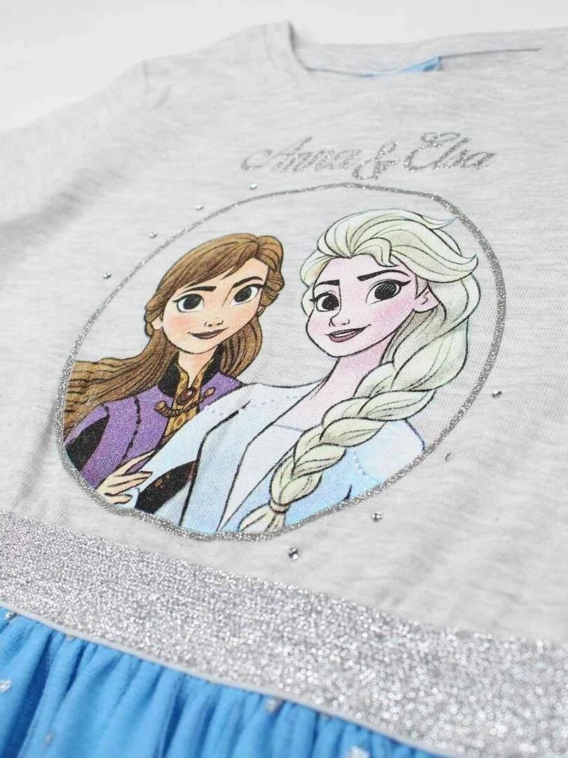 Disney Robe fille imprimé La Reine Des Neiges en coton Bleu