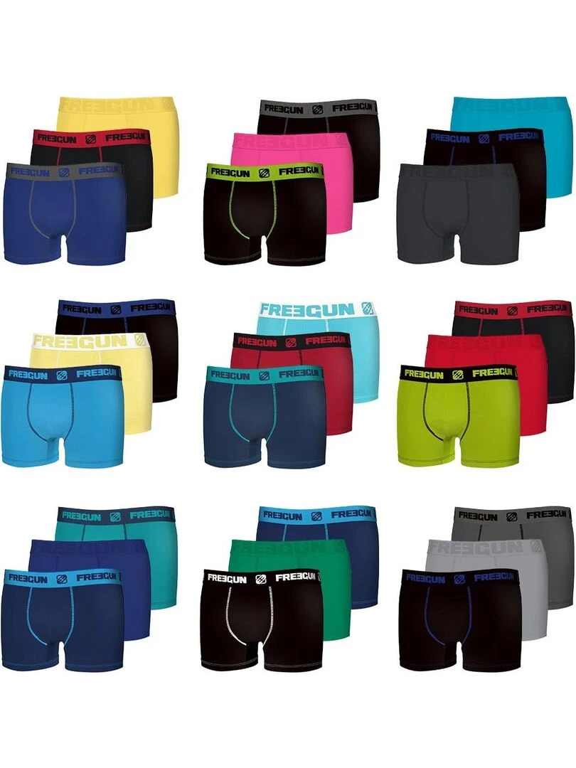 Pack Surprise de 3 Boxers coton homme Freegun   Noir