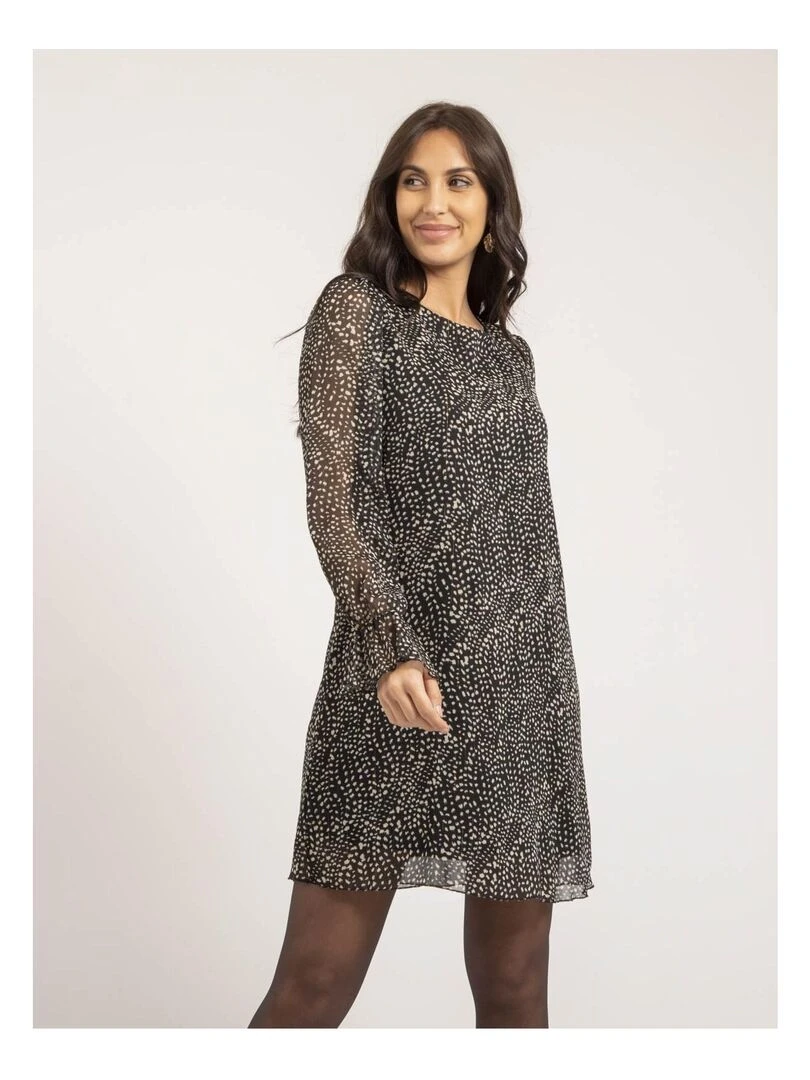 Robe courte motifs ISALINIA Noir