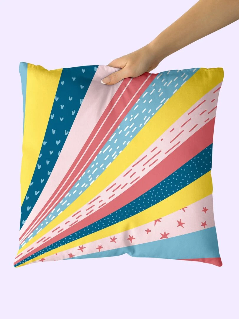 Housse de coussin décoratif Hey "Happyfriday" Blanc