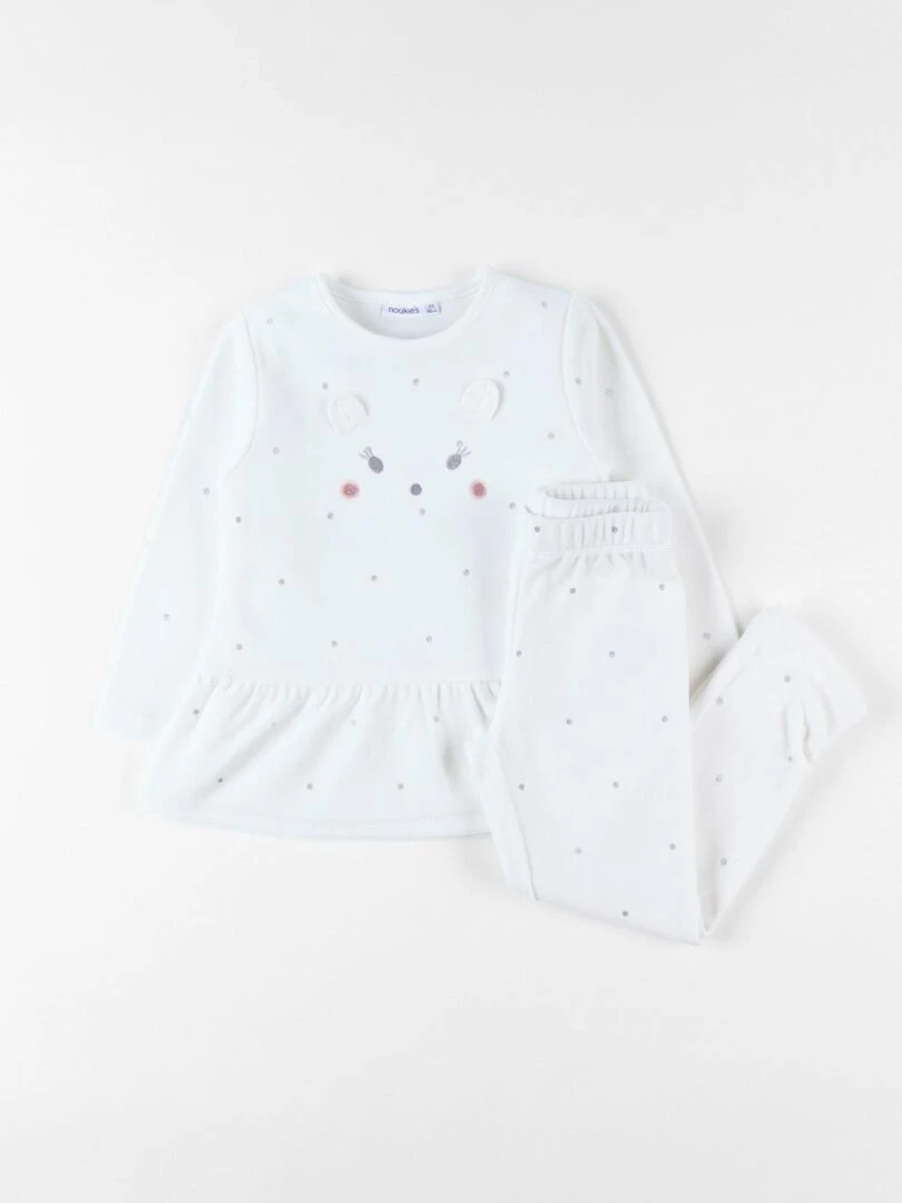 Pyjama 2 pièces à pois en velours    Noukie's   Blanc