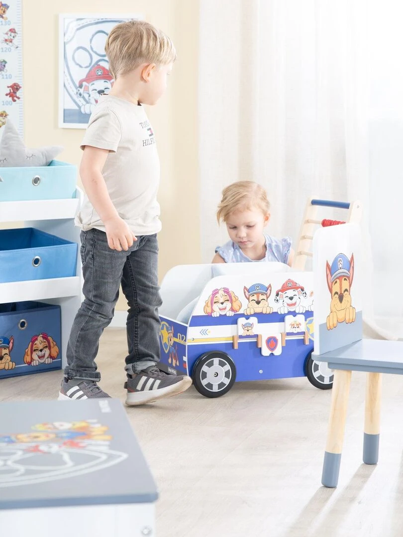 ROBA Chariot Enfant en Forme de Bus 'Paw Patrol'   Abaque et Éléments à Tourner   Bleu   Motif Chien   Bleu Blanc