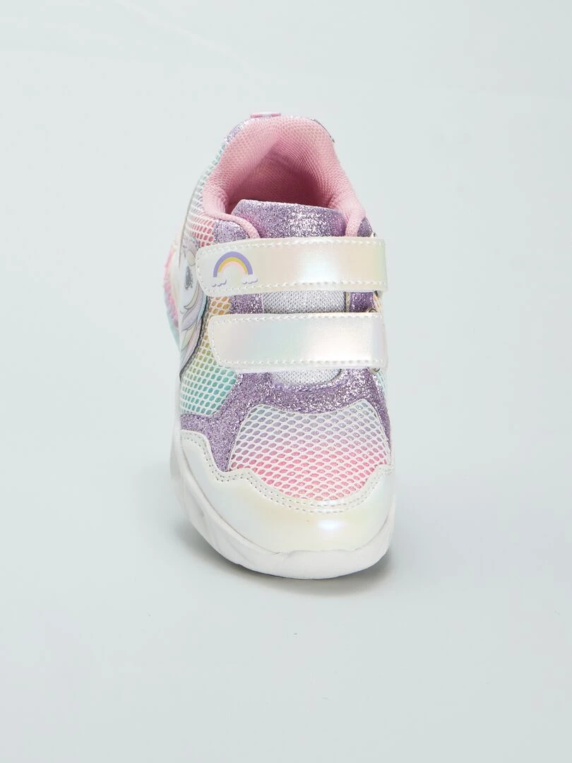 Baskets à scratchs lumineuses 'licorne'   Blanc/rose