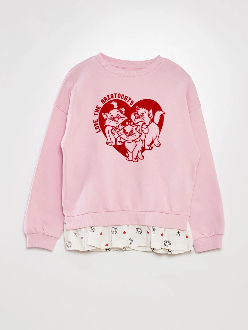 Sweat 'Marie' 'Les Aristochats' effet 2 en 1 Rose