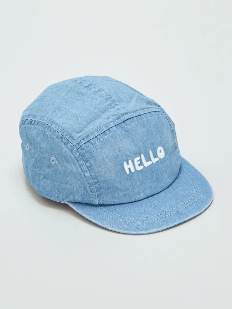 Casquette en denim imprimée 'Hello' Bleu