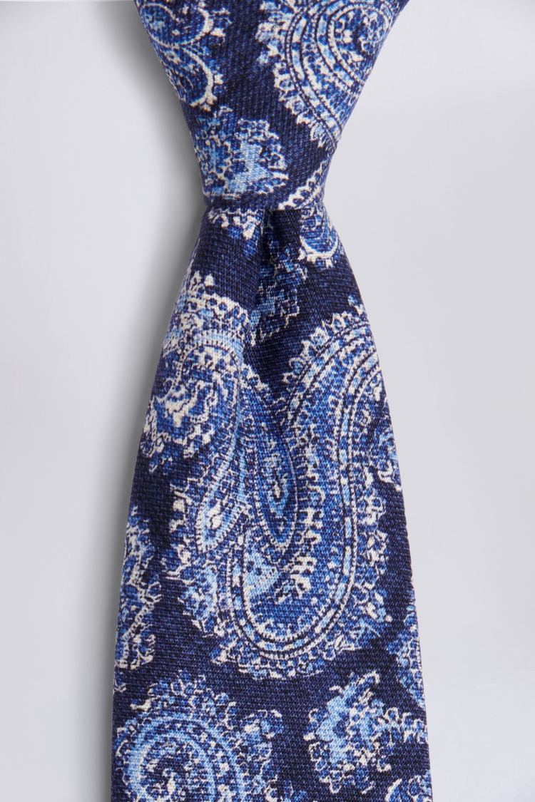 Bottinelli Navy & Blue Silk Paisley Tie Buy Online at Moss