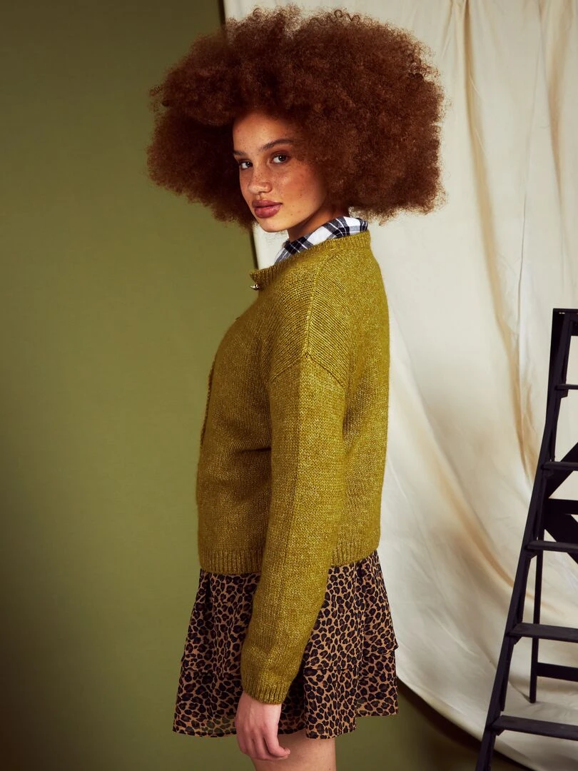 Gilet en maille avec ouverture boutonnée   Vert