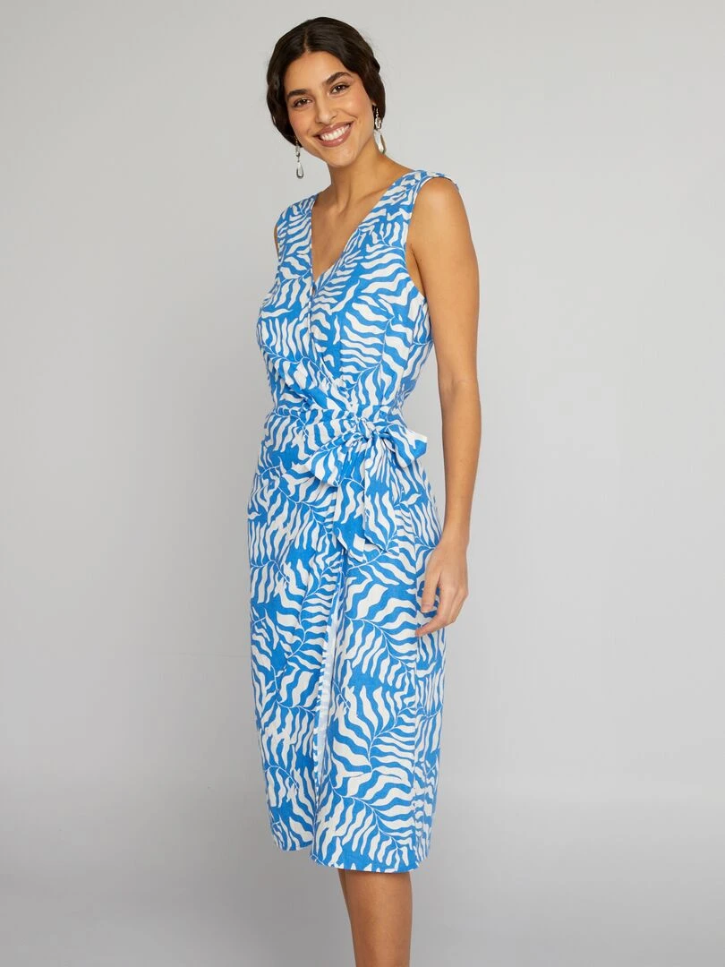 Robe midi sans manches Bleu