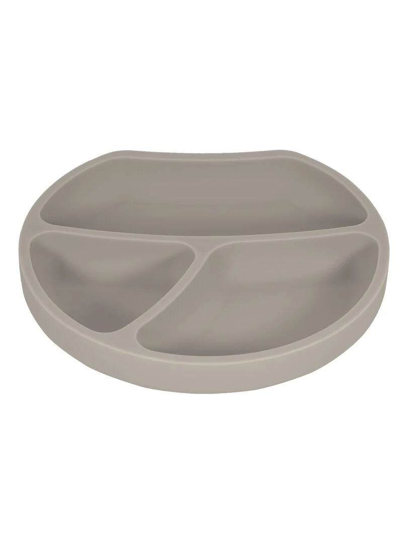 Assiette ventouse en silicone   Beige gris