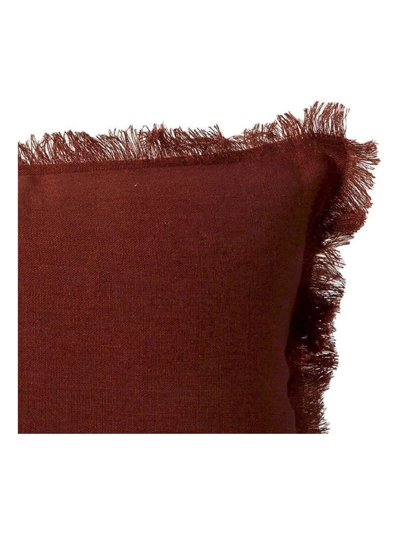 Coussin en lin bords effilés 'Deko&co' Rouge foncé