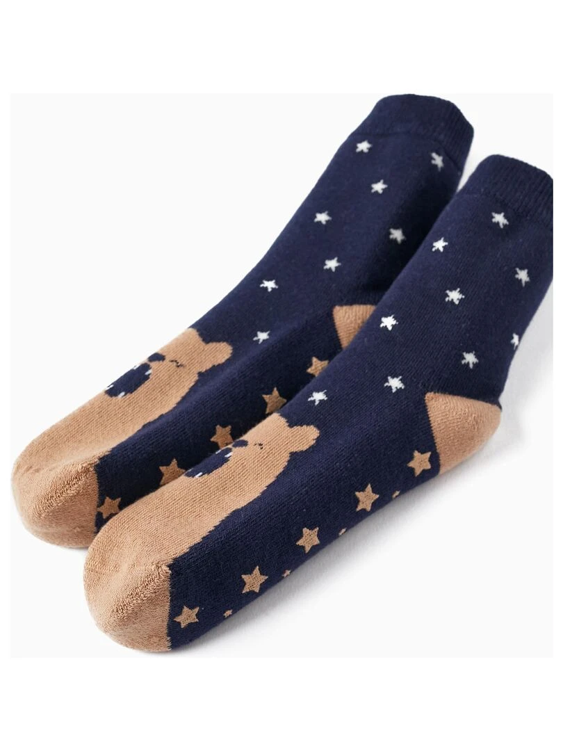 Paire de Chaussettes Épaisses Antidérapantes pour Garçon 'Brillent dans le noir'   TALENTS NIGHT   Bleu foncé