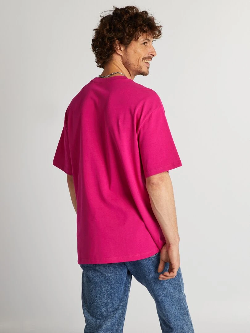 T shirt en coton uni   Fuschia
