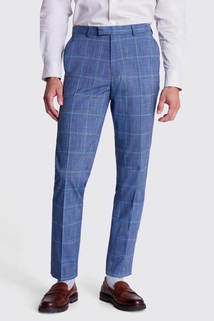 Tailored Fit Aqua Check Trousers Buy Online at Moss